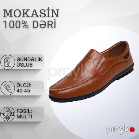 Kişilər üçün mokasin EB 682, təbii dəri, qəhvəyi, ölçü 43 — Bakı
