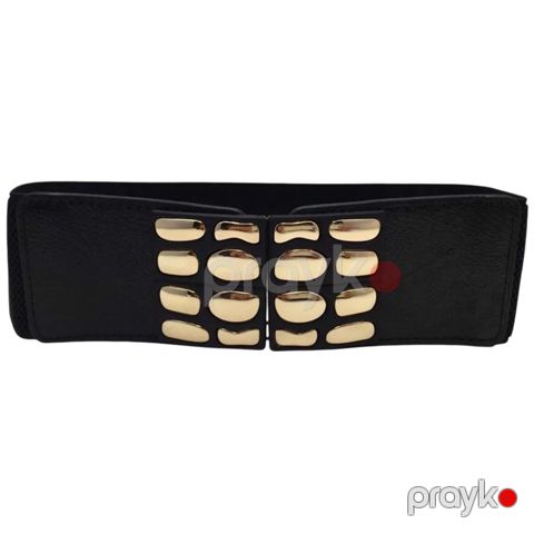 Qadın kəməri TCS_3457, tekstil/eko dəri, qara/qızılı, One Size — Bakı