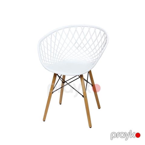 Stul Bambo Ağ Eiffel, ağac/dəmir/plastik, 180 kq, 64x54x84 sm, oturacaq hündürlüyü 44 sm - Delgroup472 — Bakı