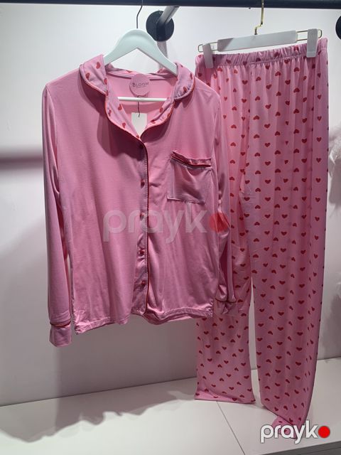 Qadın üçün şalvarlı pijama dəsti, çəhrayı, poliester/likra, ölçü XL — Bakı