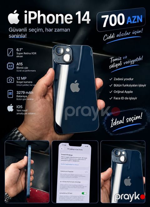 IPhone 14, Göy, Face ID — Gəncə