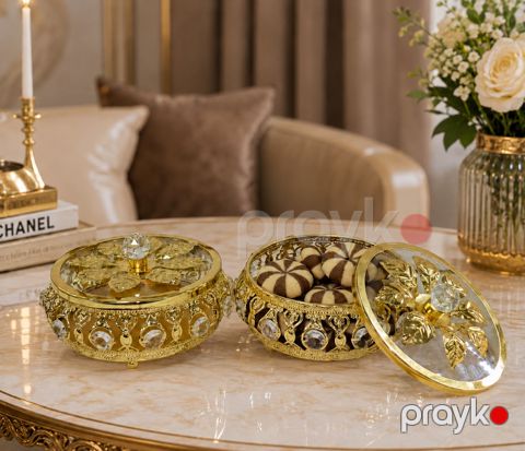 Şirniyyat qabı dəsti, Dairə, Şüşə, 4 parça — Bakı