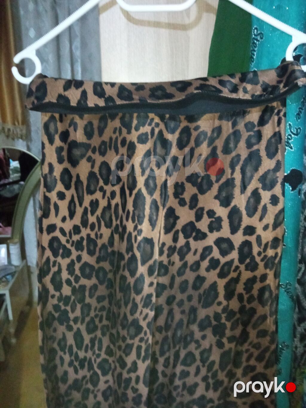 Leopard naxışlı yubka - Model: düz/boru kəsimli uzun yubka - Print — Ətəklər, Bakı (2)