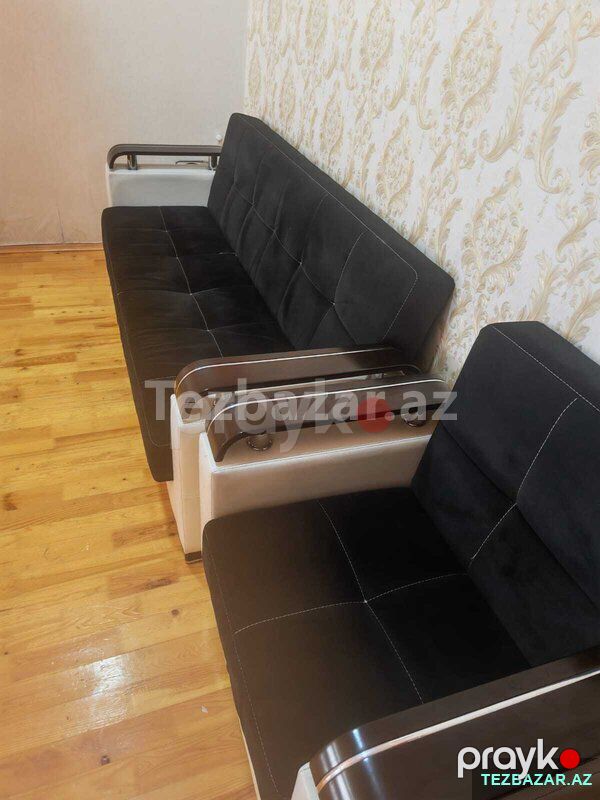 Qara divan + 2 kreslo satılır — Divanlər, Bakı (2)