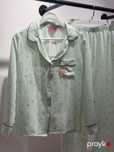Şalvarlı pijama dəsti qadın üçün 01.00042, yaşıl, poliester, ölçü S — Bakı