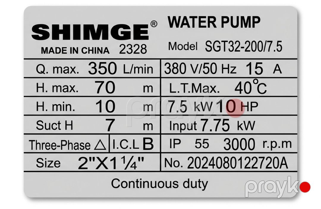 Səthi nasos Shimge 7.5kW SGT32-200/7.5 — Mallar, Bakı (3)