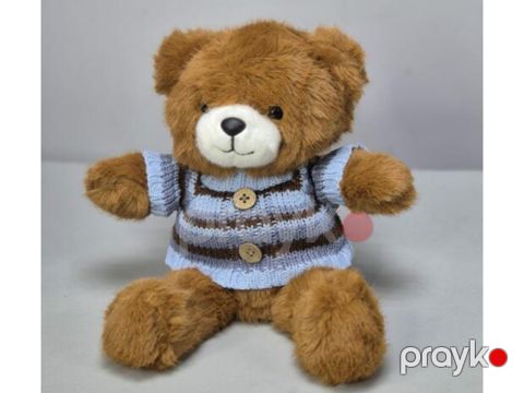 Yumşaq oyuncaq Teddy köynəkli, peluş, 33 sm, mavi/qəhvəyi — Bakı