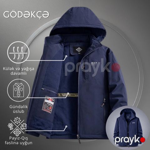Kişilər üçün qış gödəkçəsi EB_1322, göy, poliester, ölçü 3XL — Bakı