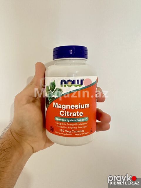 Now Foods Magnesium Citrate 120 Kapsul -Amerika maqnezyum — Bakı