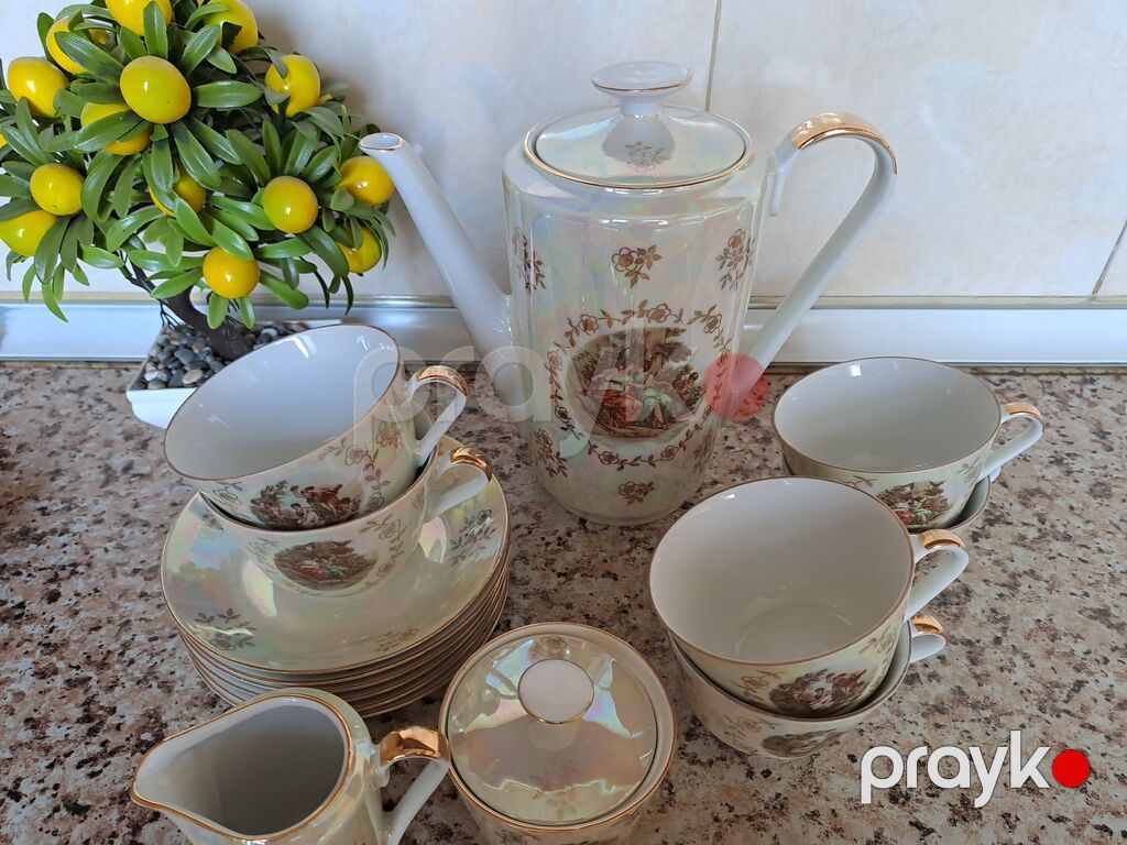 Çay dəsti, Farfor, 6 nəfərlik, Almaniya — Süfrə qabı, Bakı (5)