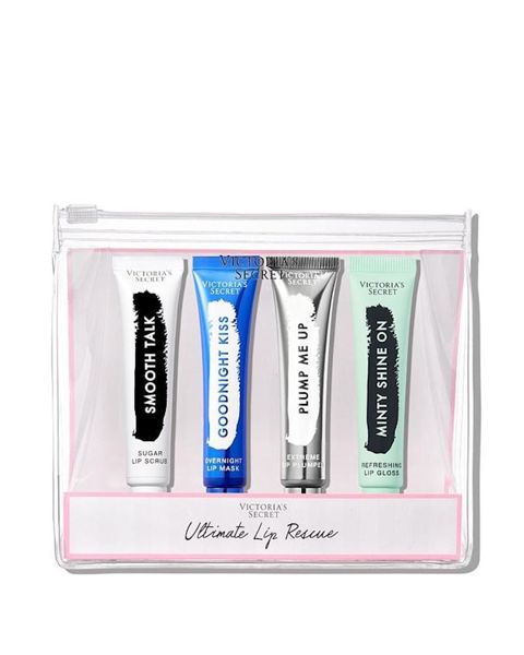 Dodaqlara qulluq dəsti Victoria's Secret Ultimate Lip Rescue (dodaq üçün skrab 10 ml + dodaq üçün maska 10 ml + dodaq üçün parıldadıcı 2x9.5 ml) — Bakı