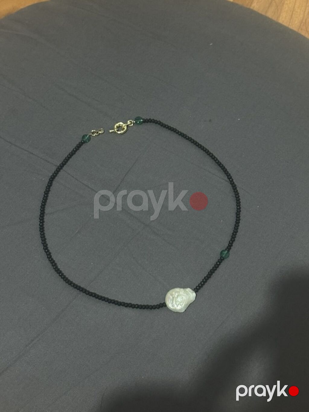 Qara muncuq boyunbağı – təbii düyünsüz barok işıltılı mirvari detalli — Qolye və zəncir, Bakı (2)