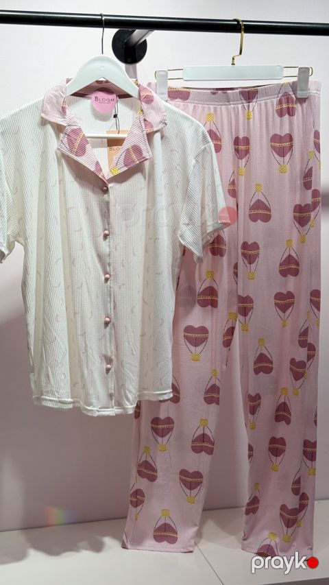 Şalvarlı pijama dəsti, çəhrayı, elastan/poliester, ölçü XL — Bakı