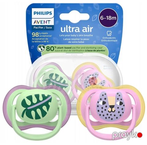 Əmzik Philips Avent Ultra Air SCF087/13, ortodontik, 6-18 ay, silikon, qızlar üçün (Phılıps Avent SCF087/13) — Bakı