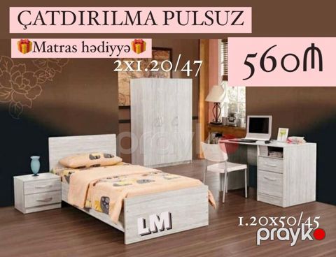 Uşaq/yeniyetmə otağı üçün tam mebel dəsti Tərkibi: - Tək nəfərlik — Digah