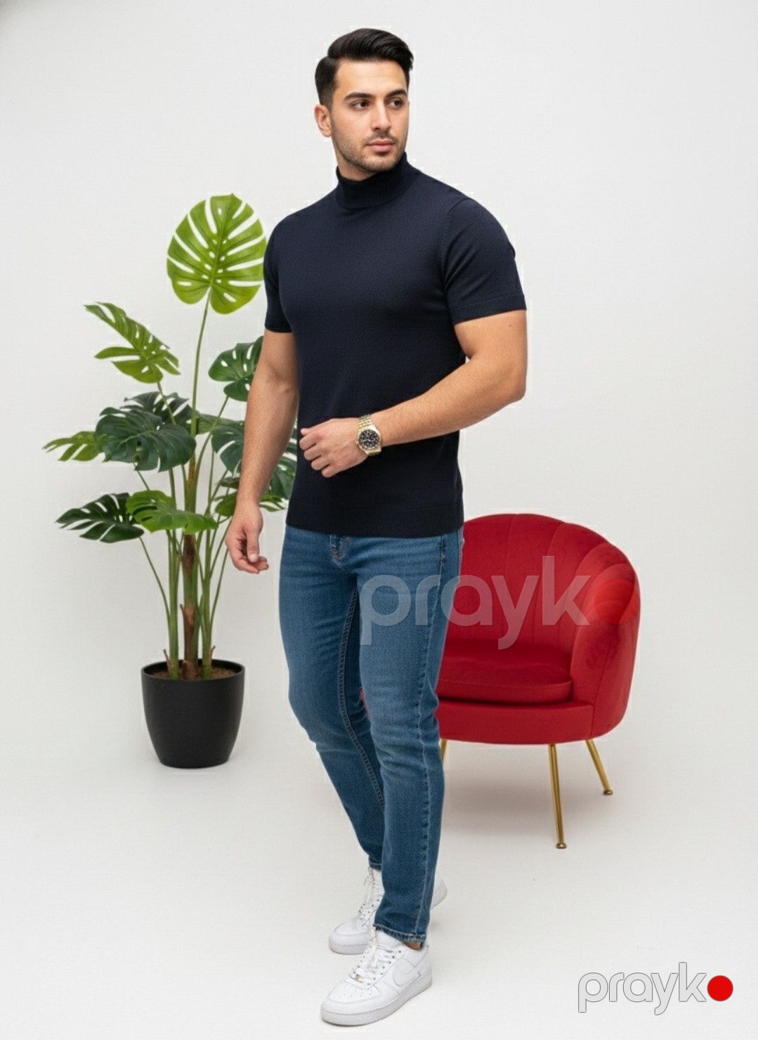 Kişi sviteri 2830915, tünd göy, pambıq, ölçü XL — Mallar, Bakı (3)