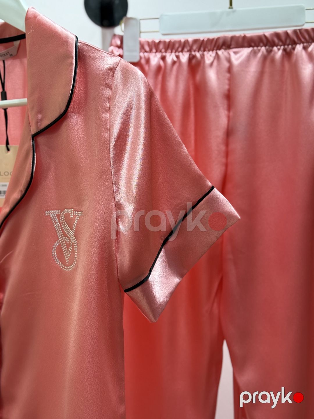 Qadınlar üçün şalvarlı pijama dəsti VS-3038, çəhrayı, atlas, ölçü 38 — Mallar, Bakı (2)