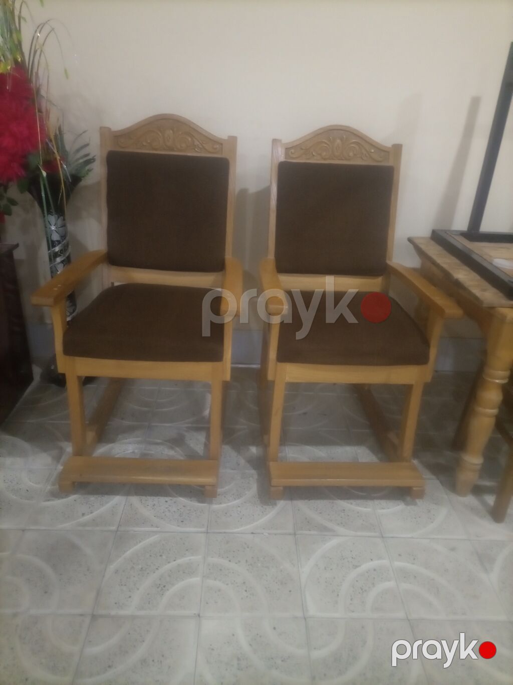 2 ədəd taxta yelləncək kreslo - Material: bərk ağac gövdə, təbii — Kreslolar, Bakı (3)