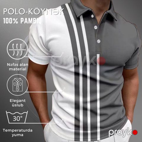 Kişilər üçün polo EB_1064, boz, polyester, ölçü XL — Bakı