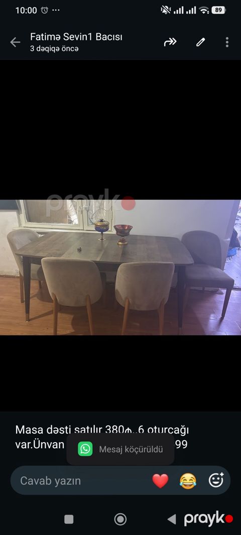 Masa dəsti satılır 380₼. 6 oturcağı var.Ünvan Nəsimi. 3808. Fatimə99 — Bakı