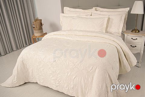 Örtük və yastıq üzü dəsti Tivolyo Home, 260x240 sm, avro, pambıq, ağ — Bakı