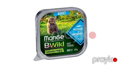 Pişiklər üçün paştet Adult Monge Bwild 12874, ançous ilə, 100 q — Bakı