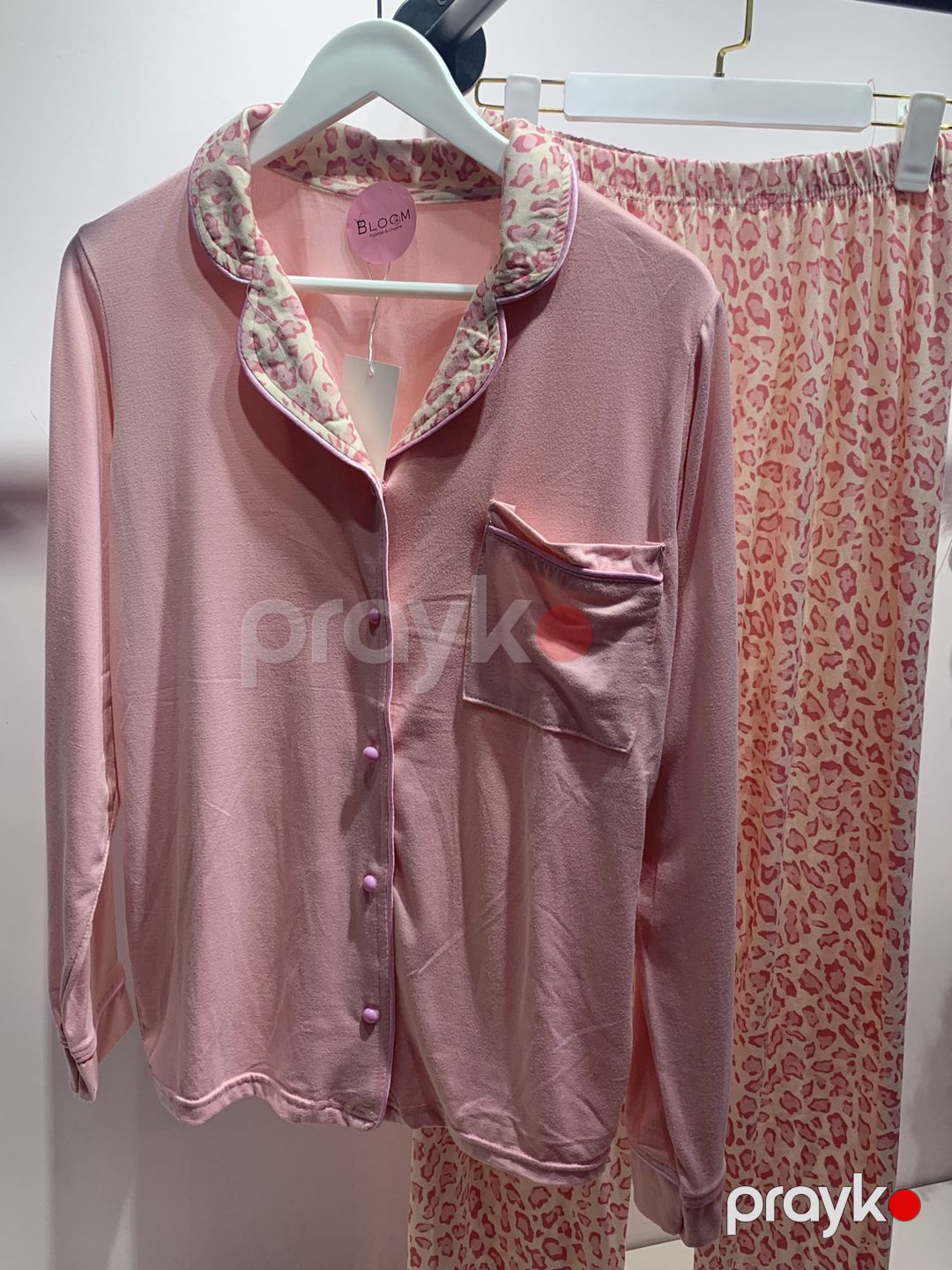 Qadın üçün şalvarlı pijama dəsti, açıq çəhrayı, poliester/likra, ölçü L — Mallar, Bakı (2)