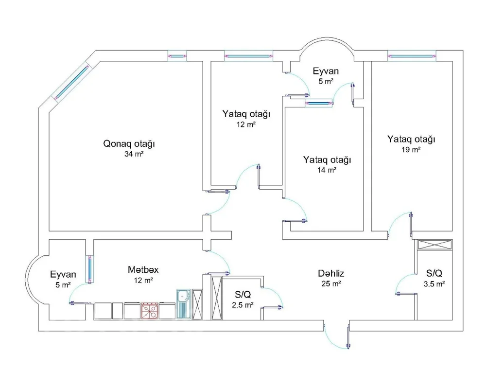 4 otaqlı mənzil, 153 m², Bakı, Fərid Əhmədov küçəsi — Mənzil, Bakı (12)