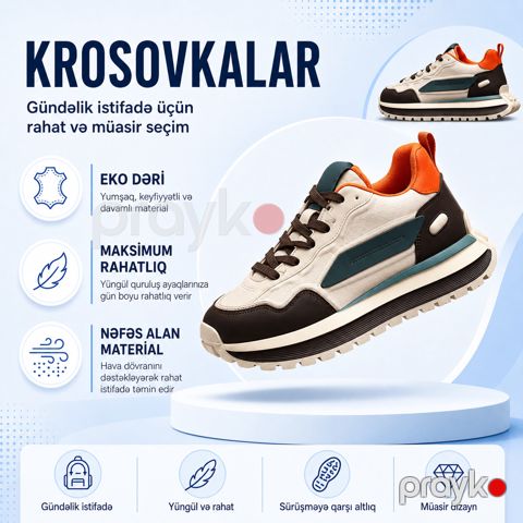 Kişilər üçün krosovka EB_1238, bej/narıncı, eko dəri, ölçü 43 — Bakı