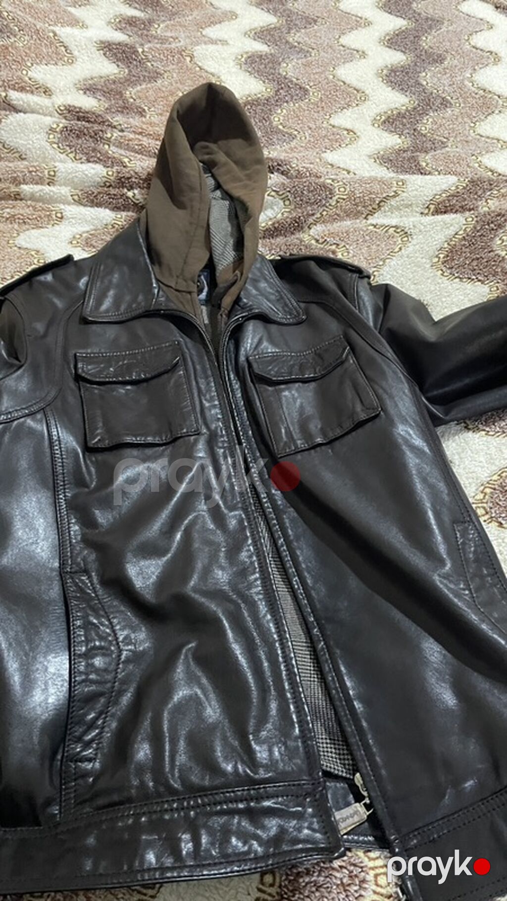 Kişi üçün qara dəri gödəkçə - Material: qara dəri (parlaq faktura) — Kurtkalar, Bakı (2)