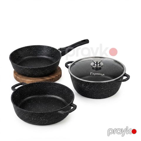 Yemək bişirmək üçün qab-qacaq dəsti Горница, keramika, qara, 26 sm, 4 parça — Bakı