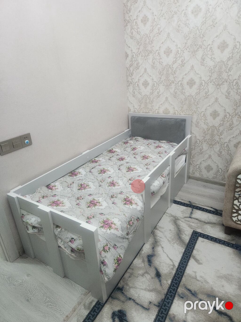 Uşaq üçün təhlükəsizlik məhəccərli tək nəfərlik çarpayı - Rəng: ağ — Yataqlar, Bakı (3)