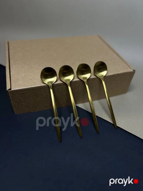Çay qaşığı dəsti, paslanmayan polad, qızılı, 6 parça — Bakı