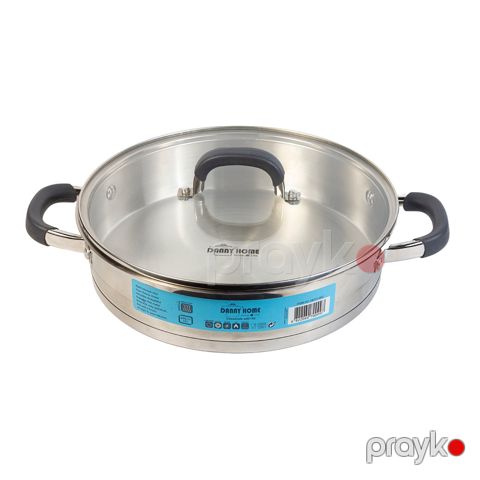 Qazan Danny Home, 36.5x27.5x10 sm, 3 l, paslanmayan polad/şüşə, gümüşü/şəffaf — Bakı