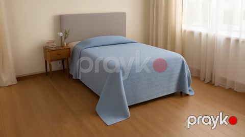 Pled Pima Cotton, pambıq, açıq mavi, birnəfərlik, 160x230 sm — Bakı