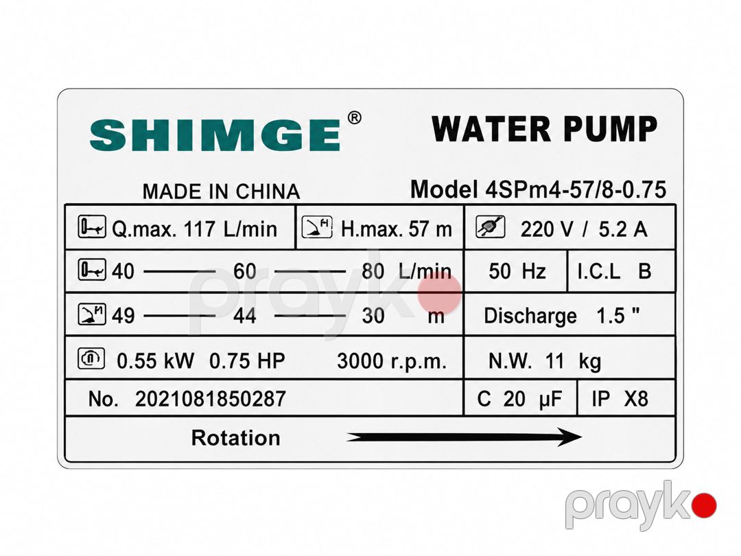 Salınan nasos Shimge 4SPm4/8 — Mallar, Bakı (2)