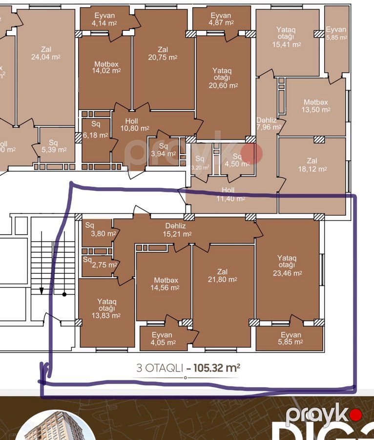 3 otaqlı mənzil, 105 m², Çerkezki küç., Sumqayıt — Mənzil, Sumqayıt (11)