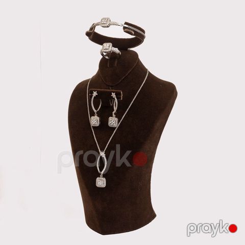 Zinət dəsti qadınlar üçün boyunbağı və qolbaq və sırğa və üzük Azgold_922, gümüş 925 əyar VJ243360 No Brand — Bakı