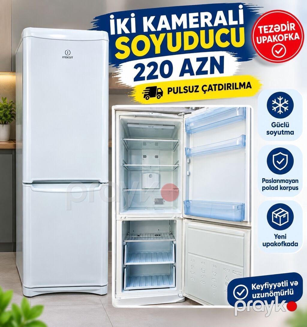 İki kameralı soyuducu və paltaryuyan maşın Soyuducu (Indesit): - İki — Soyuducular, Bakı (2)