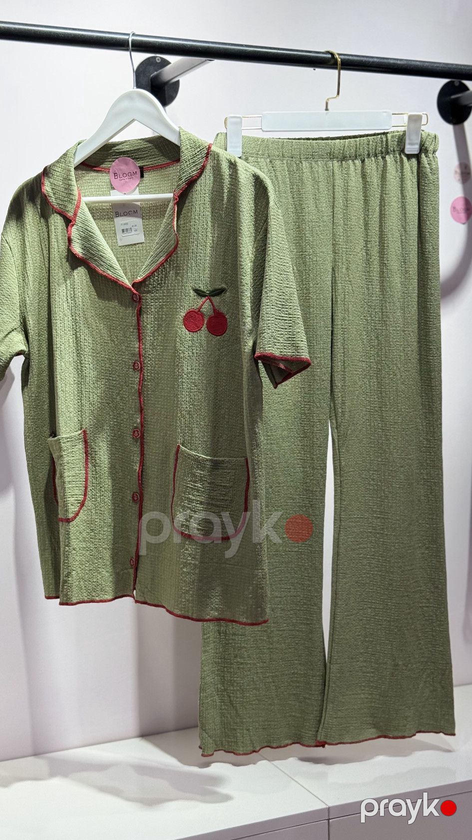Şalvarlı pijama dəsti, yaşıl, viskoz/likra, ölçü S/M — Mallar, Bakı (2)