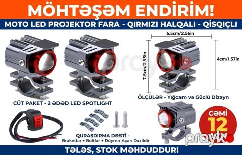 Moto LED işıqlandırma aksesuarları 1) Moto LED projektor fara — Bakı