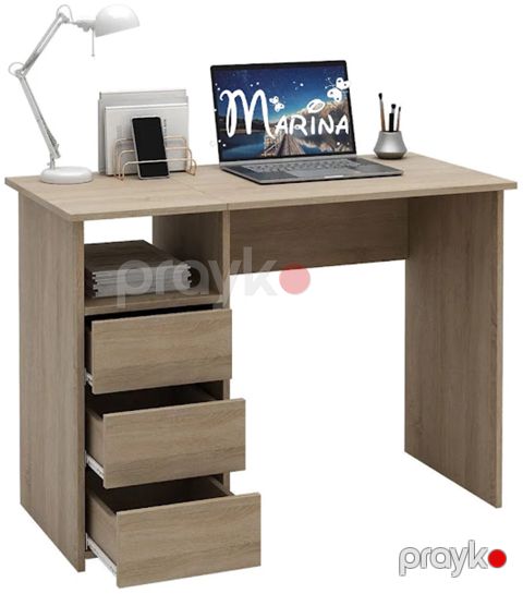 Kompüter masası Letta 3563_M25Stol3PlokiOtkritiySon, Ldsp, 75x52x104 sm, qəhvəyi — Bakı