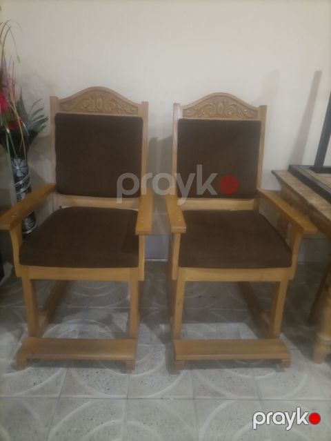 2 ədəd taxta yelləncək kreslo - Material: bərk ağac gövdə, təbii — Bakı