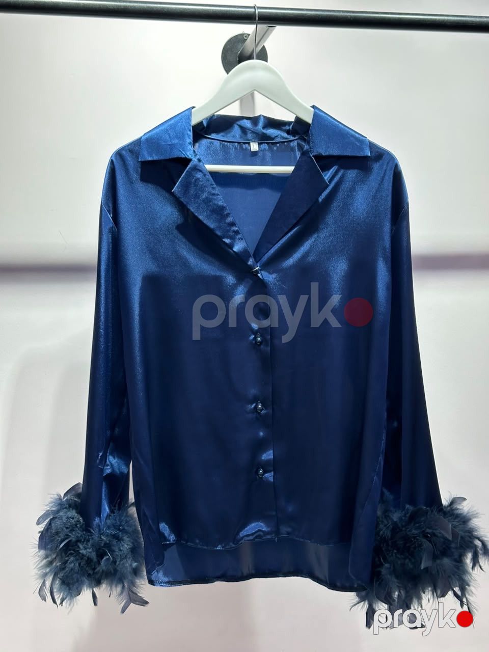 Qadınlar üçün şalvarlı pijama dəsti, göy, atlas, ölçü S-M — Mallar, Bakı (2)