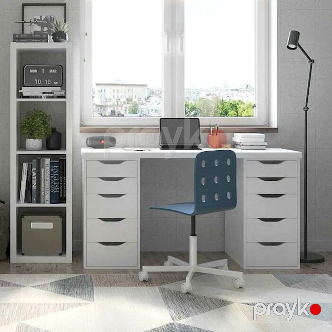 Yazı masası 3563_M2StolTumba6Roliki2Wh Ağ, Ldsp, 75x55x140 sm — Mallar, Bakı (3)