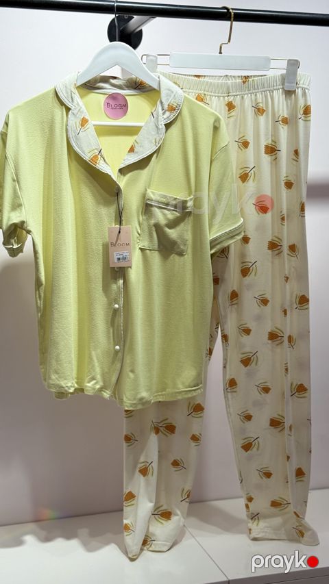 Şalvarlı pijama dəsti 6641505, sarı, viskoz/bambuk, ölçü XL — Bakı