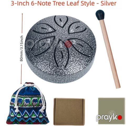 3 düymlük, 6 notalı “Tree Leaf” üslubunda mini tank baraban – gümüş rəng — Bakı