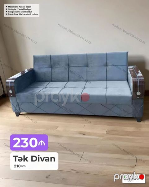 Tək Divan – 210 sm - Qiymət: 230₼ (şəkildə göstərilib) - Mexanizm — Bakı