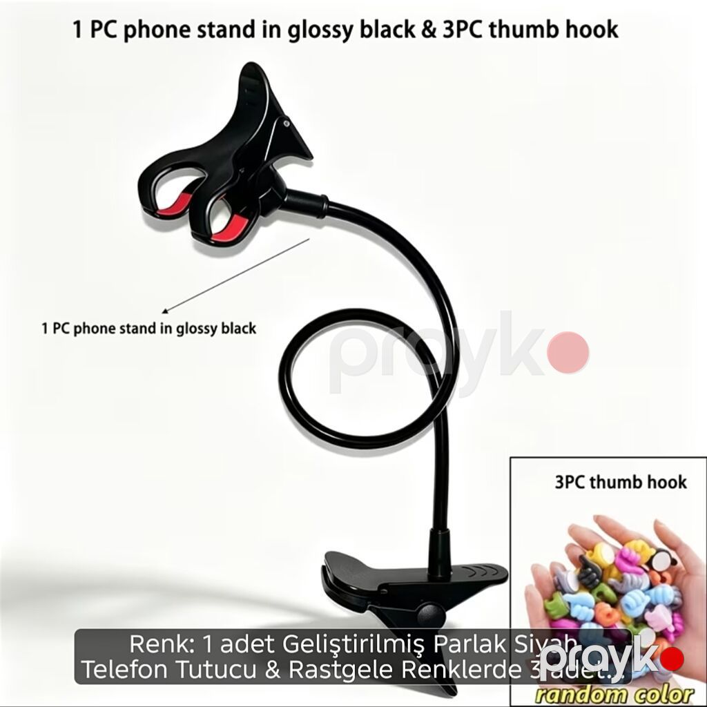 Multifunksional universal şlanq tipli telefon tutucu – 360° dönən — Tripod, steadicam, video işıq, Digah (6)