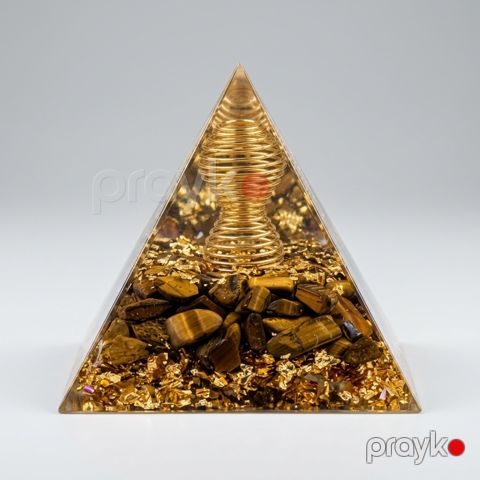 Suvenir Enerji Piramidası, pələng gözü/epoksid, spiral, 6 sm — Bakı